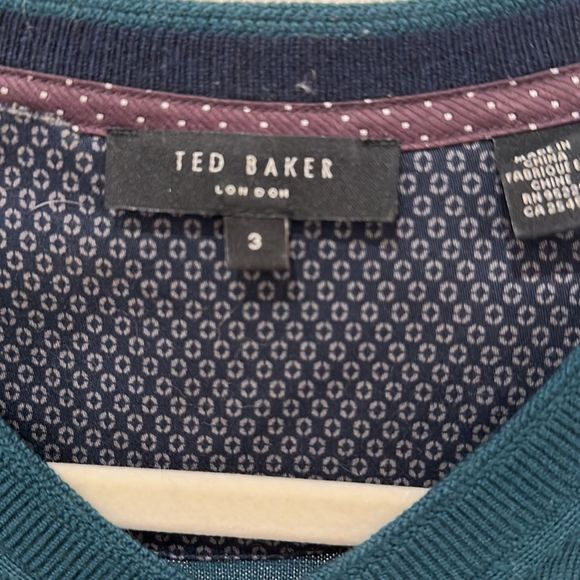 TED BAKER - 100% wool GREEN JEWEL TONE V NECK SWEATER. EXCELLENT CONDITION - Picture 7 of 9